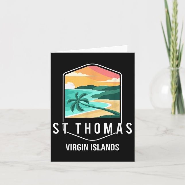 Us Virgin Islands Beach Sunset Palm Tree St Thomas Card (Front)