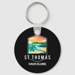 Us Virgin Islands Beach Sunset Palm Tree St Thomas Key Ring