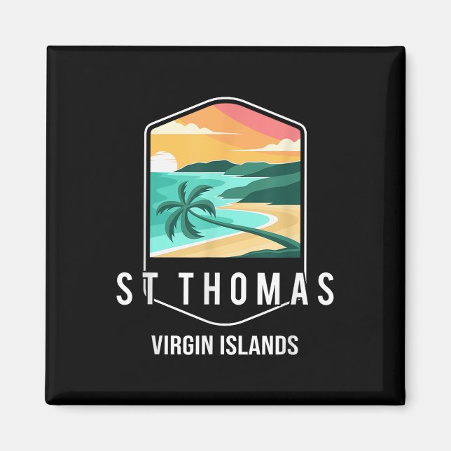 Us Virgin Islands Beach Sunset Palm Tree St Thomas Magnet (Front)
