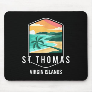Us Virgin Islands Beach Sunset Palm Tree St Thomas Mouse Mat