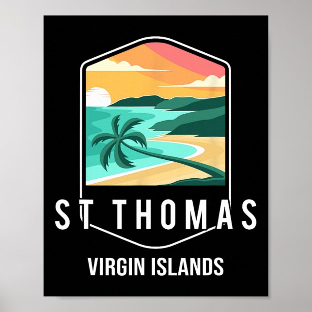 Us Virgin Islands Beach Sunset Palm Tree St Thomas Poster (Front)