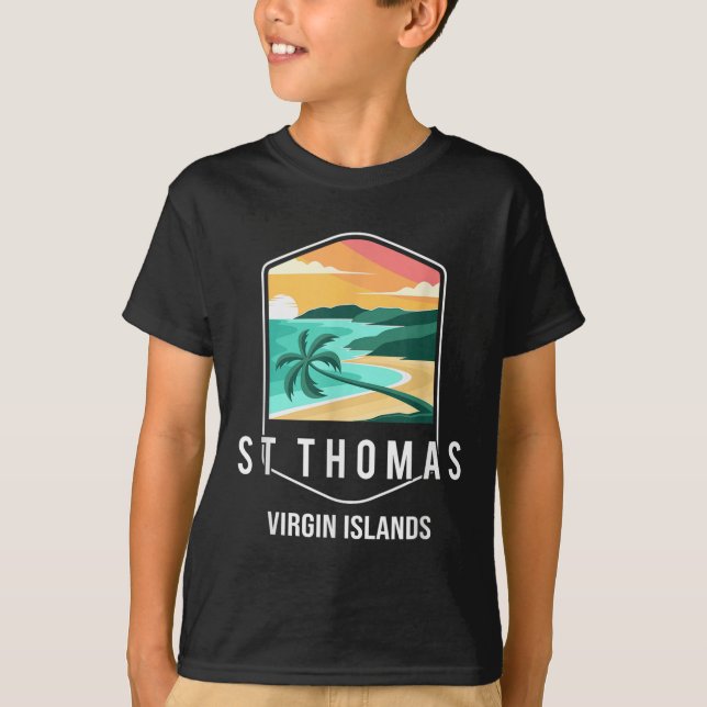 Us Virgin Islands Beach Sunset Palm Tree St Thomas T-Shirt (Front)