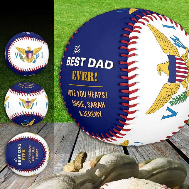 US Virgin Islands Best Dad, patriotic USA, Flag Baseball (Creator Uploaded)