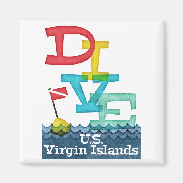 US Virgin Islands Dive - Colourful Scuba Magnet (Front)