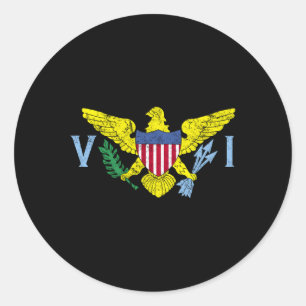Us Virgin Islands Flag Caribbean Distressed Classic Round Sticker