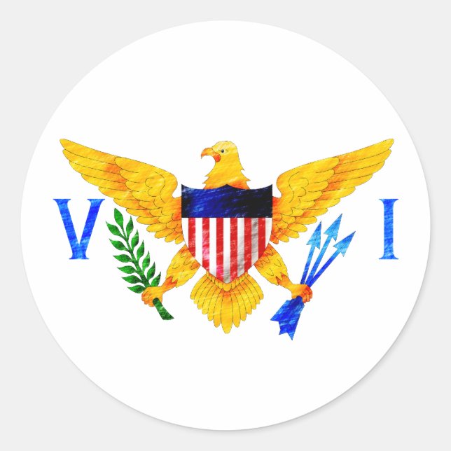 US VIRGIN ISLANDS FLAG CLASSIC ROUND STICKER (Front)