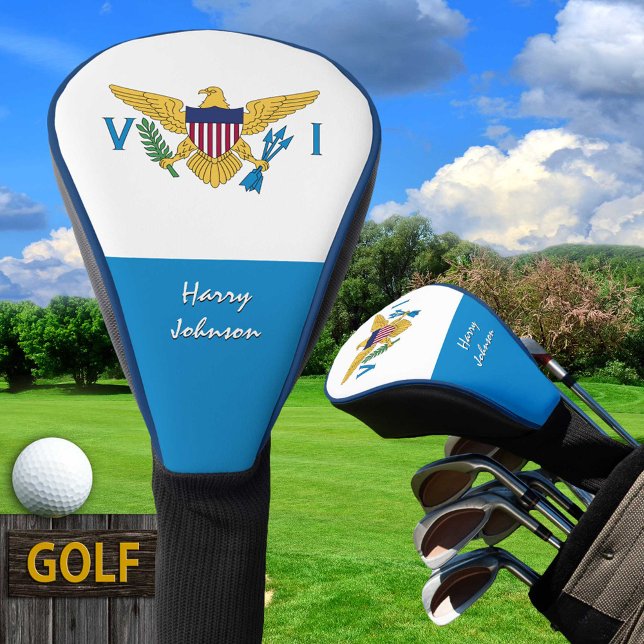 US Virgin Islands Flag, Golf Clubs, Monogrammed Golf Head Cover (Creator Uploaded)