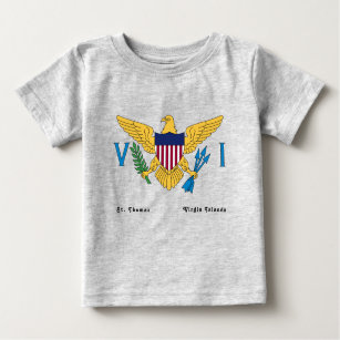 US Virgin Islands Flag Personalise Grey Baby T-Shirt