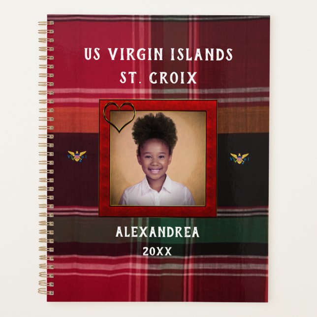 US Virgin Islands Flag Photo St. Croix Madras Planner (Front)