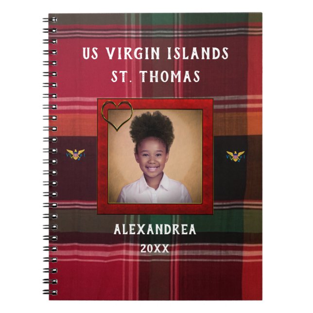US Virgin Islands Flag Photo St. Thomas Madras   Notebook (Front)