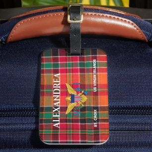 US Virgin Islands Flag St. Croix Madras Custom Luggage Tag