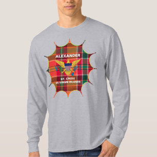 US Virgin Islands Flag St. Croix Madras Custom  T-Shirt