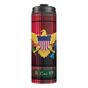 US Virgin Islands Flag St. Croix Madras Custom  Thermal Tumbler