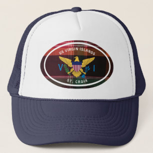 US Virgin Islands Flag St. Croix Madras Custom Trucker Hat