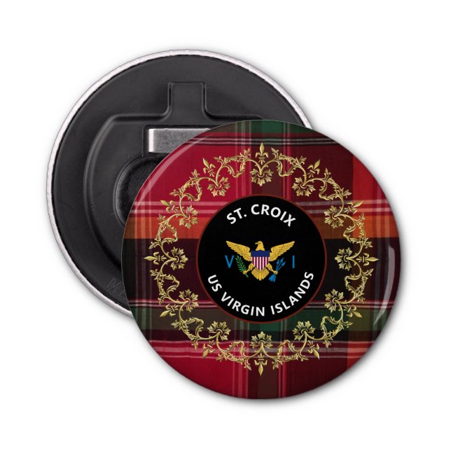 US Virgin Islands Flag St. Croix Madras USVI Bottle Opener (Front)