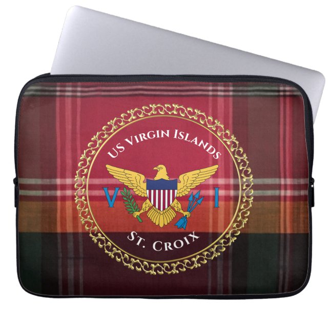 US Virgin Islands Flag St. Croix Madras USVI  Laptop Sleeve (Front)