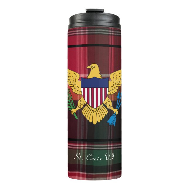 US Virgin Islands Flag St. Croix Madras USVI Thermal Tumbler (Front)