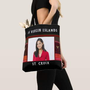 US Virgin Islands Flag St. Croix Photo Madras Tote Bag