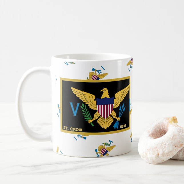 US Virgin Islands Flag St. Croix USVI Caribbean Coffee Mug (With Donut)