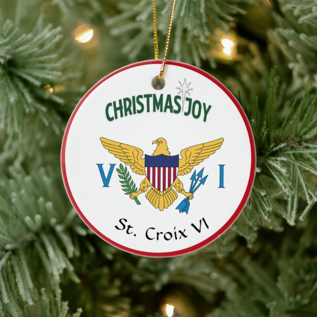 US Virgin Islands Flag St. Croix USVI Christmas  Ceramic Tree Decoration (Tree)