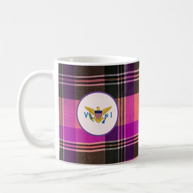US Virgin Islands Flag St. Croix USVI Madras  Coffee Mug (Left)
