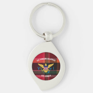 US Virgin Islands Flag St. Croix USVI Madras Key Ring