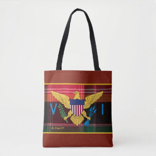 US Virgin Islands Flag St. Croix USVI Madras Tote Bag
