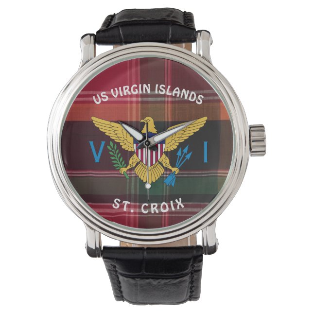 US Virgin Islands Flag St. Croix USVI Madras Watch (Front)