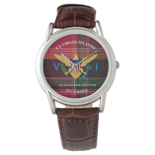 US Virgin Islands Flag St. Croix USVI Madras Watch (Front)