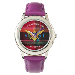 US Virgin Islands Flag St. Croix USVI Madras Watch