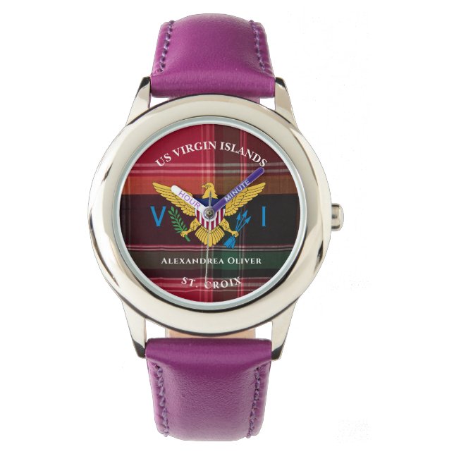 US Virgin Islands Flag St. Croix USVI Madras Watch (Front)