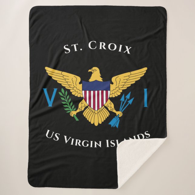 US Virgin Islands Flag St. Croix USVI Tropical   Sherpa Blanket (Front)
