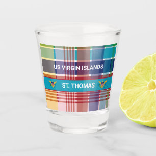US Virgin Islands Flag St. Thomas Madras Caribbean Shot Glass