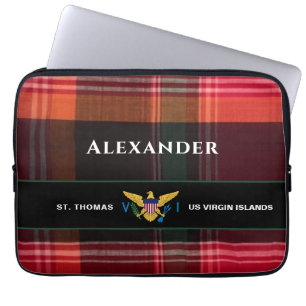 US Virgin Islands Flag St. Thomas Madras Custom Laptop Sleeve