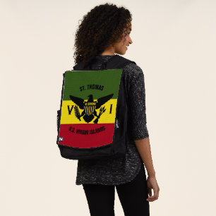 US Virgin Islands Flag St. Thomas Red Yellow Green Backpack