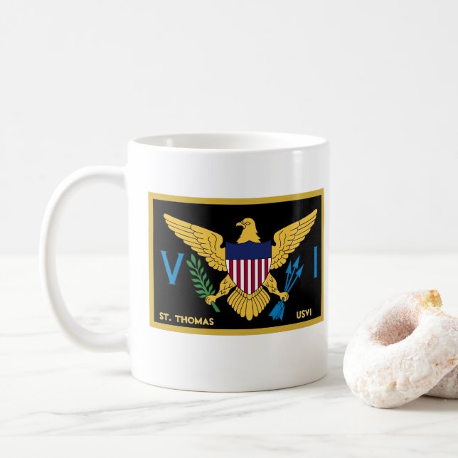 US Virgin Islands Flag St. Thomas USVI Caribbean   Coffee Mug (With Donut)