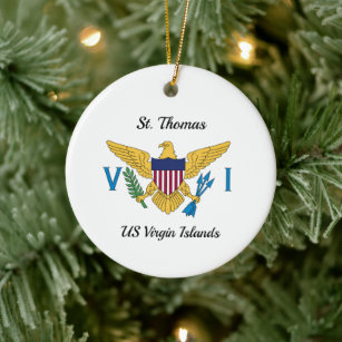 US Virgin Islands Flag St. Thomas USVI Christmas  Ceramic Tree Decoration