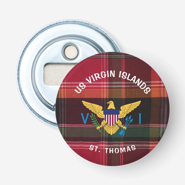 US Virgin Islands Flag St. Thomas USVI Madras Bottle Opener (Front)
