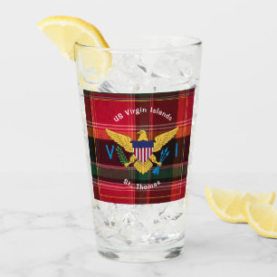 US Virgin Islands Flag St. Thomas USVI Madras Glass