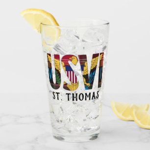 US Virgin Islands Flag St. Thomas USVI Madras Glass