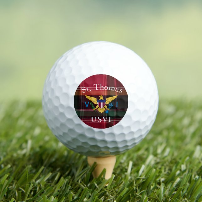 US Virgin Islands Flag St. Thomas USVI Madras Golf Balls (Insitu Tee)