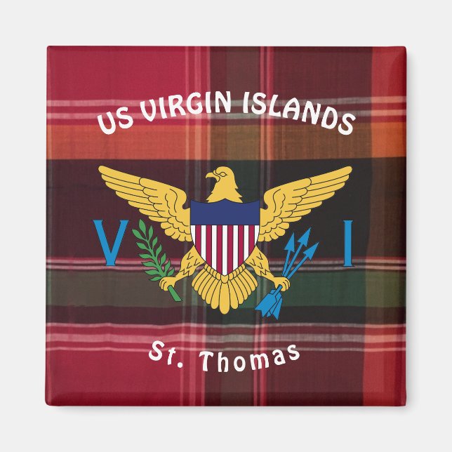 US Virgin Islands Flag St. Thomas USVI Madras Magnet (Front)