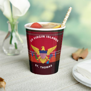 US Virgin Islands Flag St. Thomas USVI Madras Paper Cups