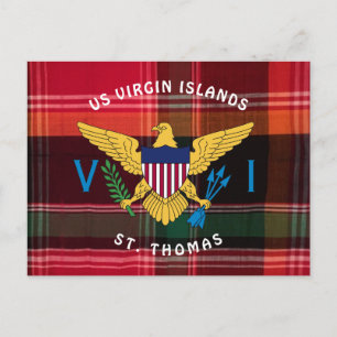 US Virgin Islands Flag St. Thomas USVI Madras Postcard