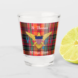 US Virgin Islands Flag St. Thomas USVI Madras Shot Glass