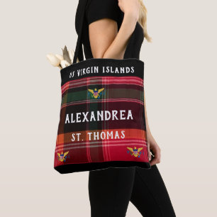 US Virgin Islands Flag St. Thomas USVI Madras  Tote Bag