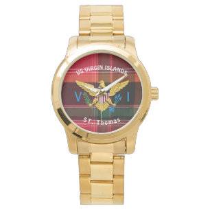 US Virgin Islands Flag St. Thomas USVI Madras Watch