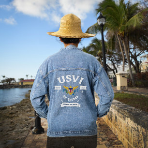 US Virgin Islands Flag St. Thomas USVI Tropical Denim Jacket