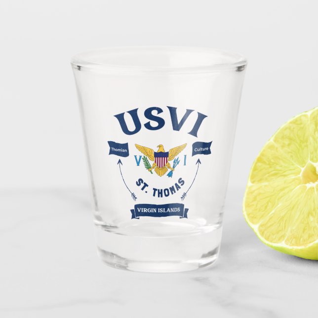 US Virgin Islands Flag St. Thomas USVI Tropical  Shot Glass (Front)