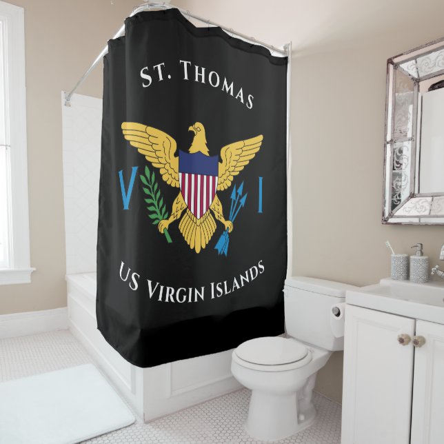 US Virgin Islands Flag St. Thomas USVI Tropical  Shower Curtain (In Situ)